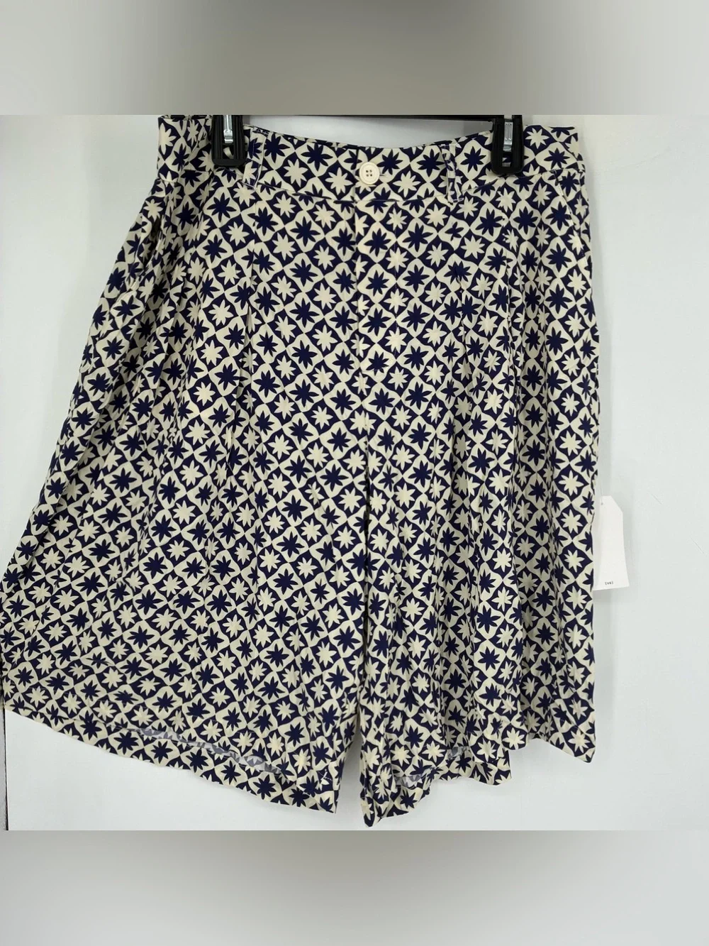 NEW Universal Standard Small 14 16 Floral Blue Long Shorts Baggy Wide Colorblock